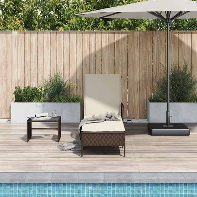 vidaXL Sonnenliege Braun und Creme Weiß 55 x 200 x 92 cm Poly-Rattan