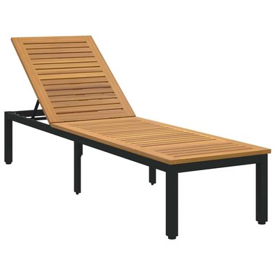 vidaXL Sonnenliege Schwarz 200 x 55 x 35 cm Massivholz Akazie