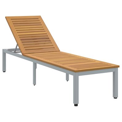 vidaXL Sonnenliege Grau 200 x 55 x 35 cm Massivholz Akazie