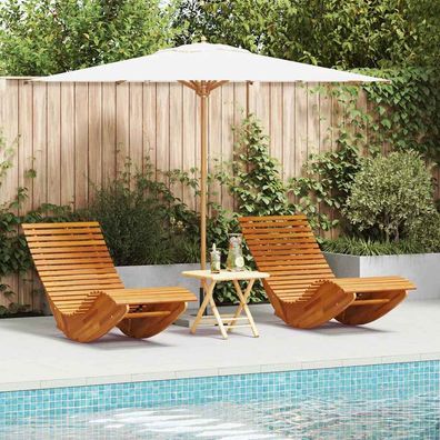 vidaXL Liege 2-Person 2 pcs Braun 154 x 60 x 74 cm Massivholz Akazie