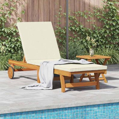 vidaXL Sonnenliege Braun und Creme 199 x 63 x 85 cm Massivholz Akazie