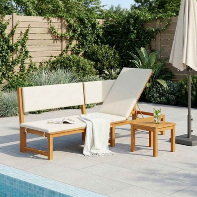 vidaXL Sonnenliege Öl-Natur 200 x 57 x 75cm Massivholz Akazie