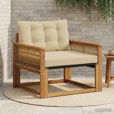 vidaXL Outdoor-Sofagarnitur Massives Akazienholz und Textilene Natur