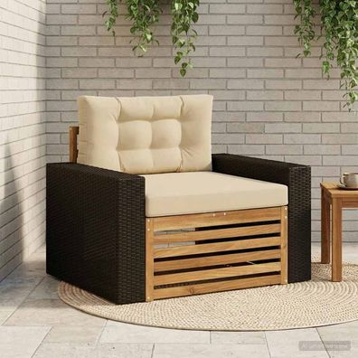 vidaXL Outdoor Mittelsofa Massivholz Akazie Natur