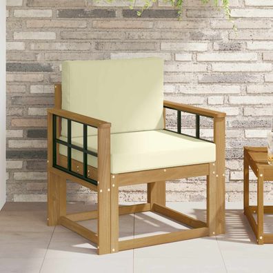 vidaXL 2 Stück Outdoor-Sofagarnitur Polyester Weiß und Creme