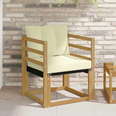 vidaXL Outdoor-Sofa Massives Akazienholz und Textilene Weiß