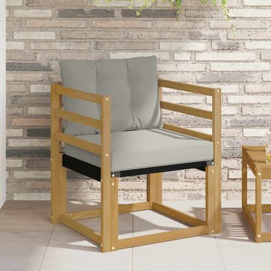 vidaXL Outdoor-Sofa Massives Akazienholz und Textilene Weiß