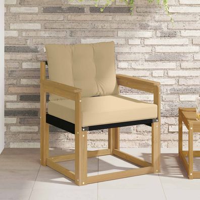vidaXL Outdoor-Sofa Massives Akazienholz und Textilene Weiß