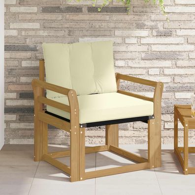 vidaXL Outdoor-Sofa Massives Akazienholz und Textilene Weiß