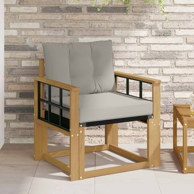 vidaXL Outdoor-Sofa Massives Akazienholz und Textilene Weiß