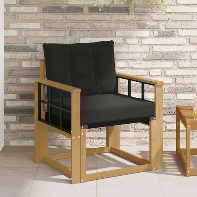 vidaXL Outdoor-Sofa Massives Akazienholz und Textilene Weiß
