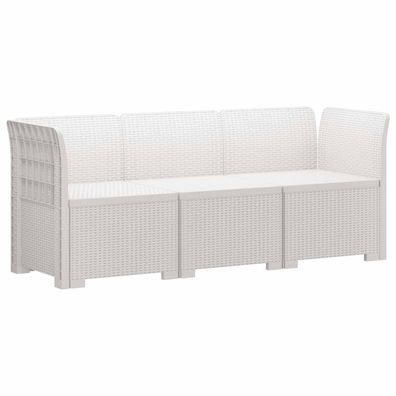 vidaXL 3-Sitzer Garten Sofa Rattan Look PP Weiß