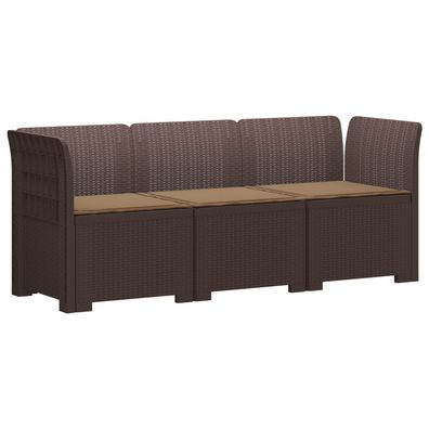 vidaXL 3-Sitzer Garten Sofa mit Kissen Rattan-Look PP Braun