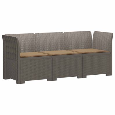 vidaXL 3-Sitzer Garten Sofa mit Kissen Rattan-Look PP Hellgrau