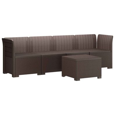 vidaXL 4-Sitzer Gartensofa Rattan Look PP Braun