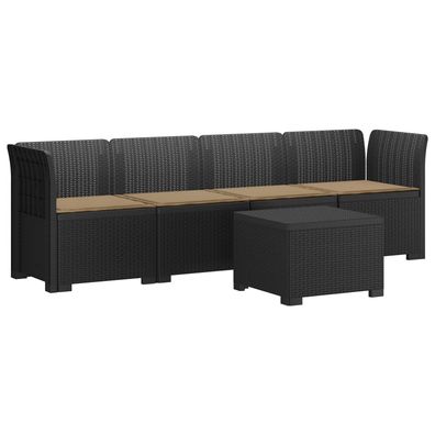 vidaXL 4-Sitzer Gartensofa mit Kissen Rattan Look PP Anthrazit