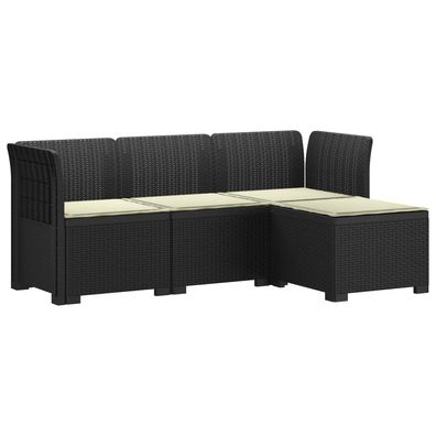 vidaXL 4-Sitzer Garten Sofa mit Kissen Rattan Look PP Anthrazit
