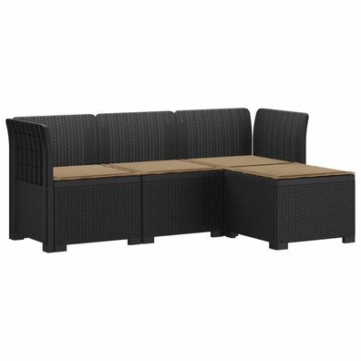 vidaXL 4-Sitzer Garten Sofa mit Kissen Rattan Look PP Anthrazit