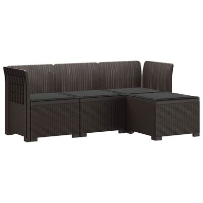 vidaXL 4-Sitzer Garten Sofa mit Kissen Rattan Look PP Braun