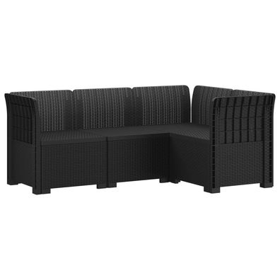 vidaXL 4-Sitzer Gartensofa Rattan-Look PP Anthrazit