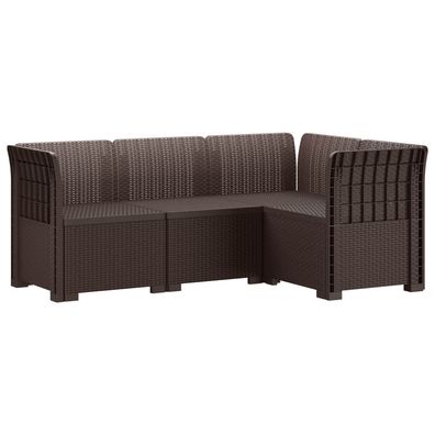 vidaXL 4-Sitzer Gartensofa Rattan-Look PP Braun