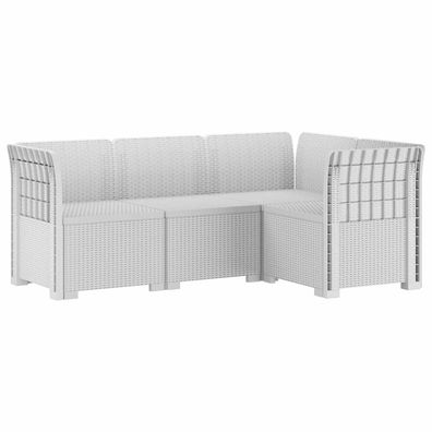 vidaXL 4-Sitzer Gartensofa Rattan-Look PP Weiß