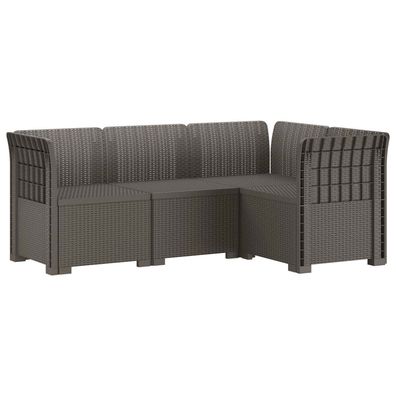 vidaXL 4-Sitzer Gartensofa Rattan-Look PP Hellgrau