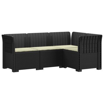 vidaXL 4-Sitzer Gartensofa mit Kissen Rattan-Look PP Anthrazit
