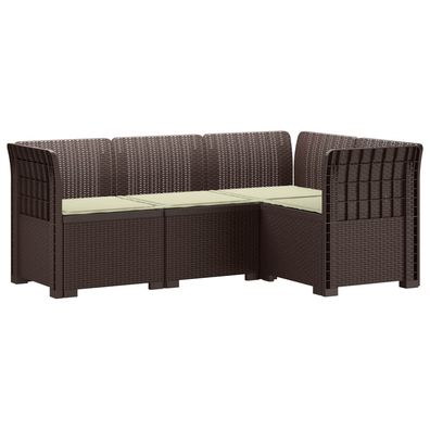 vidaXL 4-Sitzer Gartensofa mit Kissen Rattan-Look PP Braun