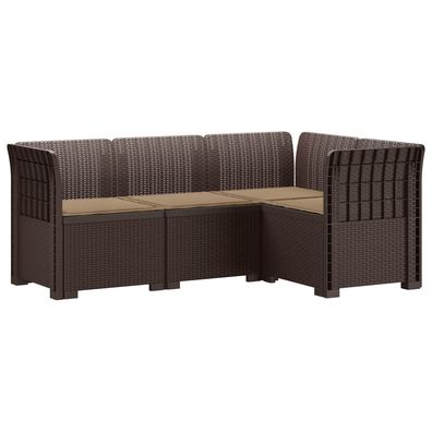 vidaXL 4-Sitzer Gartensofa mit Kissen Rattan-Look PP Braun