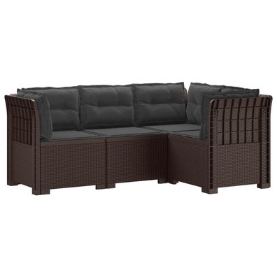 vidaXL 4-Sitzer Gartensofa mit Kissen Rattan-Look PP Braun