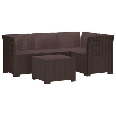 vidaXL 4-Sitzer Garten Sofa Rattan Look PP Braun