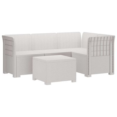 vidaXL 4-Sitzer Garten Sofa Rattan Look PP Weiß