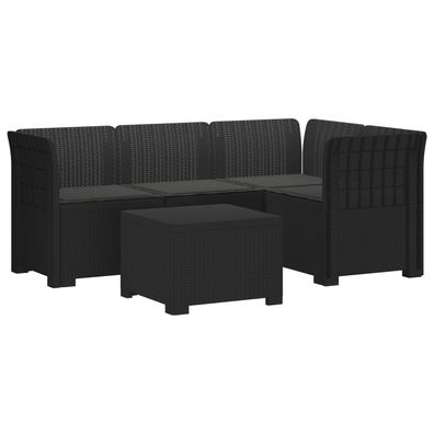 vidaXL 4-Sitzer Garten Sofa mit Kissen Rattan Look PP Anthrazit