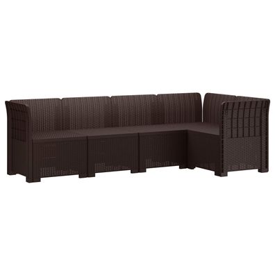 vidaXL 5-Sitzer Gartensofa Rattan-Look PP Braun