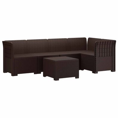 vidaXL 5-Sitzer Gartensofa Rattan-Look PP Braun