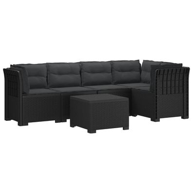 vidaXL 5-Sitzer Gartensofa mit Kissen Rattan-Look PP Anthrazit