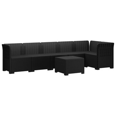 vidaXL 6-Sitzer Garten Sofa Rattan Look PP Anthrazit