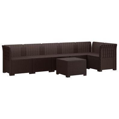 vidaXL 6-Sitzer Garten Sofa Rattan Look PP Braun