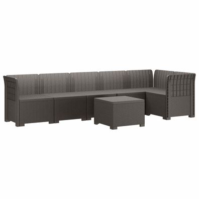 vidaXL 6-Sitzer Garten Sofa Rattan Look PP Hellgrau