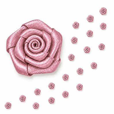 Satinrosen 10mm zum Basteln & Aufnähen 20 Stück Altrosa