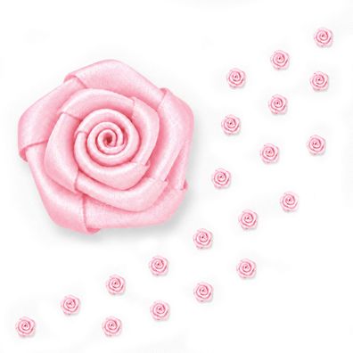 Satinrosen 10mm zum Basteln & Aufnähen 20 Stück Rose