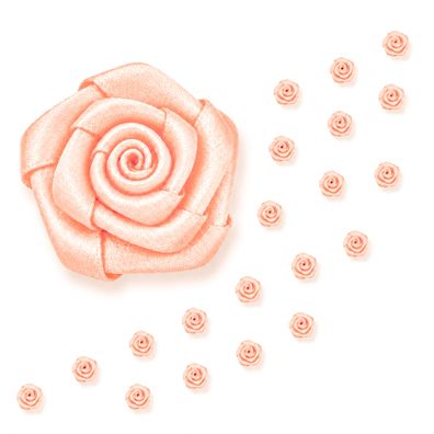 Satinrosen 10mm zum Basteln & Aufnähen 20 Stück Apricot