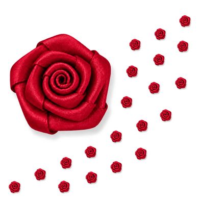 Satinrosen 10mm zum Basteln & Aufnähen 20 Stück Rot