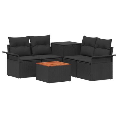 vidaXL Sofa Set 6 pcs 4-Sitzanzahl Schwarz Polyrattan und Stahl
