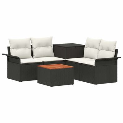 vidaXL Sofa Set 6 pcs 4-Sitzanzahl Schwarz und Cremeweiß
