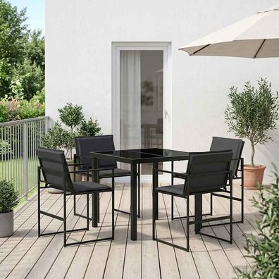 vidaXL Garten Essgruppe 5 pcs Schwarz und Dunkelgrau 80 x 80 x 73 cm