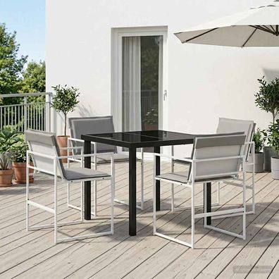 vidaXL Garten Essgruppe 5 pcs Weiß und Hellgrau 80 x 80 x 73 cm