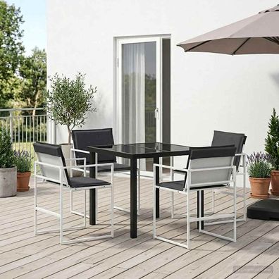 vidaXL Garten Essgruppe 5 pcs Weiß und Anthrazit 80 x 80 x 73 cm