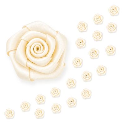 Satinrosen 15mm zum Basteln & Aufnähen 20 Stück Creme